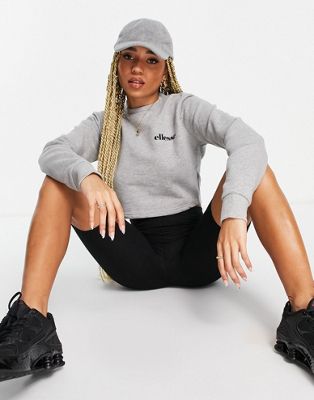 ellesse cropped jumper and legging short co-ord in grey and black  - ASOS Price Checker