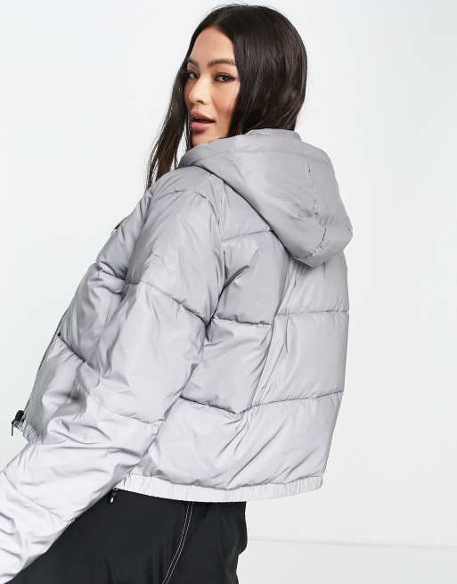 Fila toto reflective outlet silver cropped puffer jacket