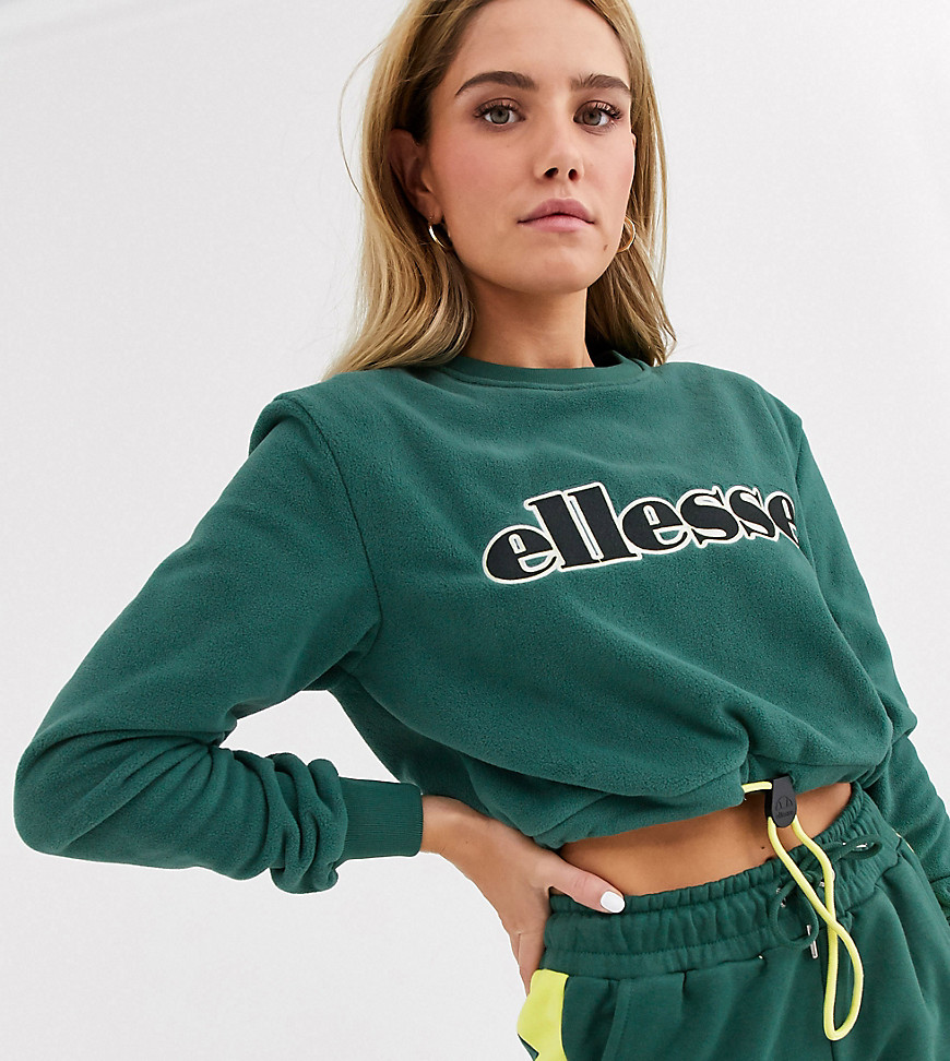 Ellesse – cropped sweatshirt med neonfarvet logo foran (del af sæt)-Grøn