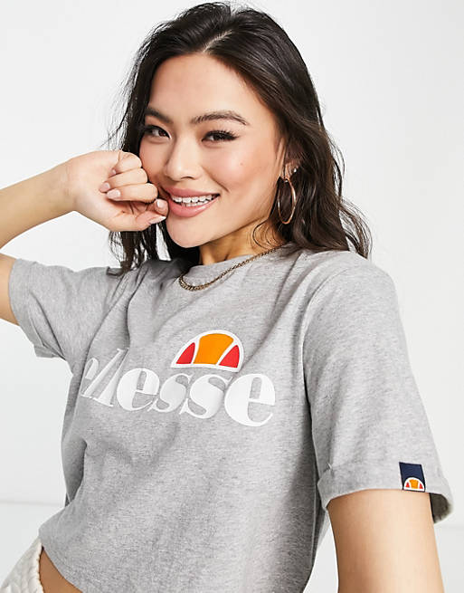 Ellesse cropped t-shirt in grey