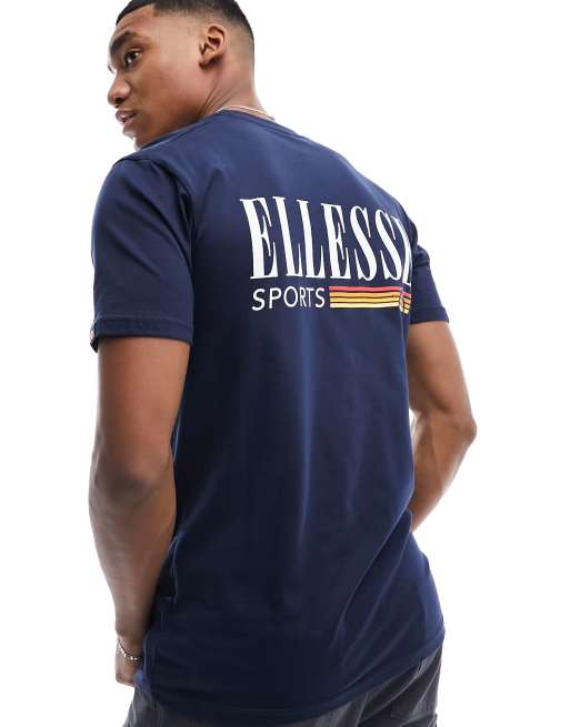 ellesse - Denron - T-shirt met grafische print op de achterkant in marineblauw