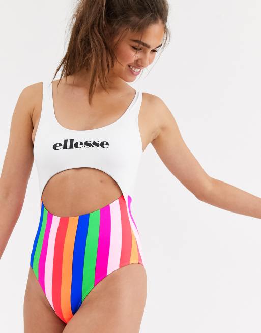 Ellesse Exclusive Badeanzug Mit Regenbogenstreifen Logo Und Zierausschnitt Asos