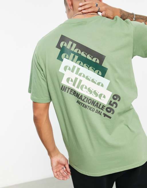 ellesse Faharo t shirt with repeat back print in green