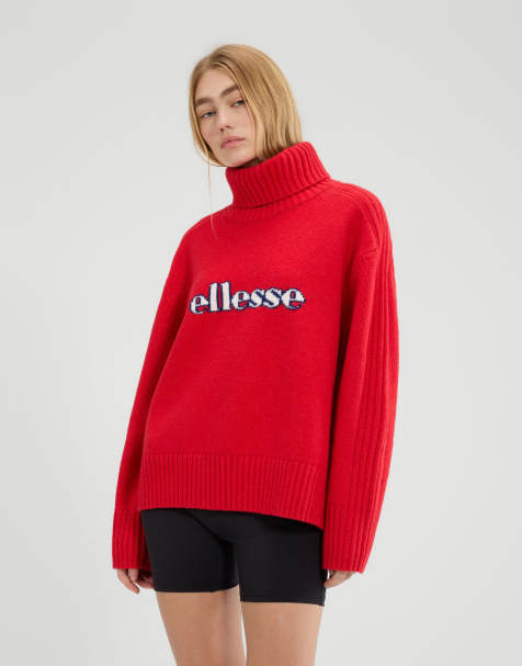 ellesse Fascuno long sleeve knitted jumper in red - view 1