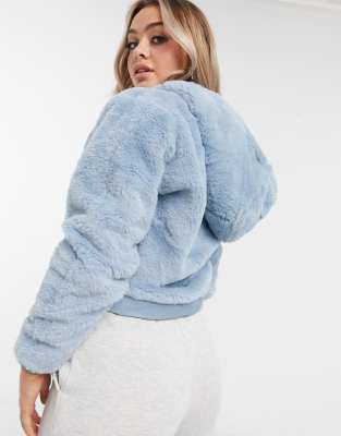 fur cropped hoodie