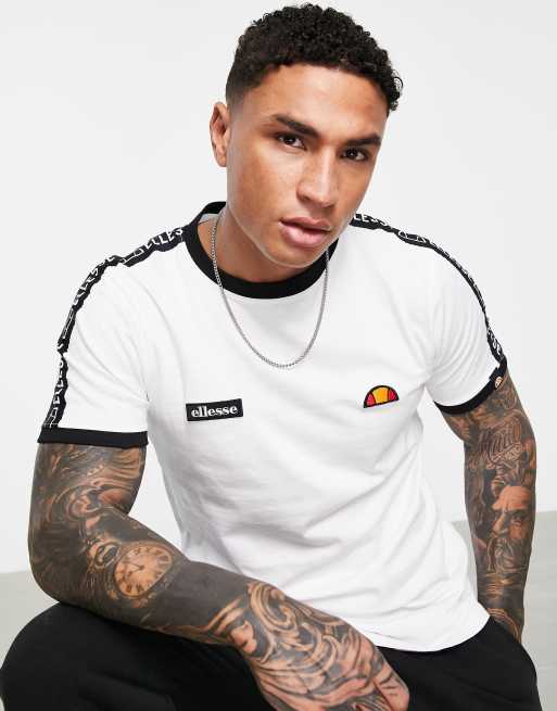 ellesse fede t shirt with taping in white