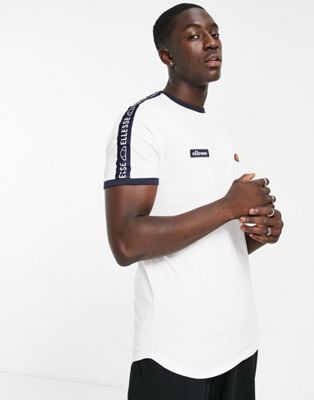 ellesse – Fede – Weißes T-Shirt mit Zierband im Markendesign