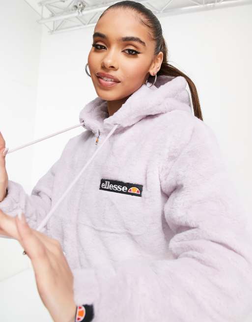 ellesse Felpa con cappuccio in pile lilla ASOS