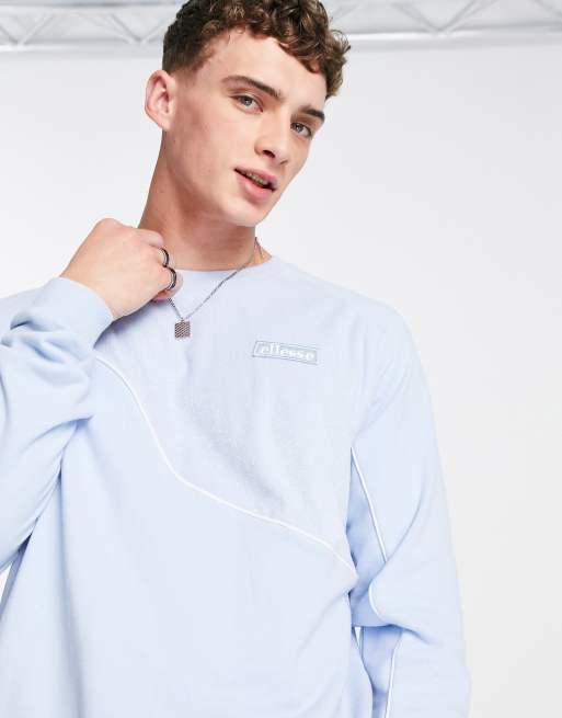 ellesse - Felpa in nylon blu a blocco di colore con tessuto a contrasto