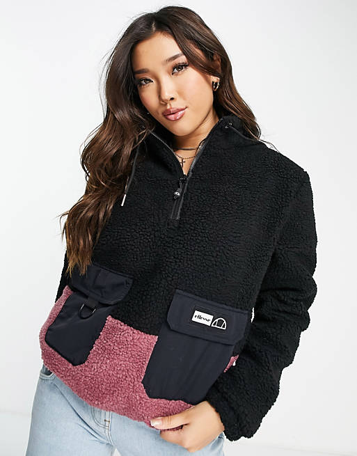 Hoodies & Sweatshirts ellesse fleece in black & pink 