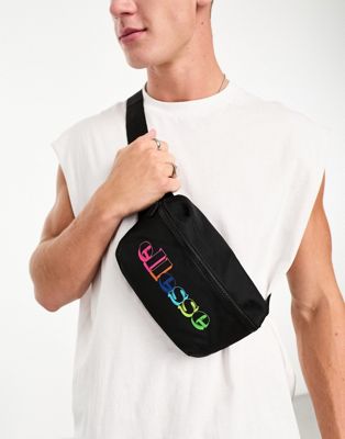 ellesse Fulisi cross body bag with rainbow logo in black