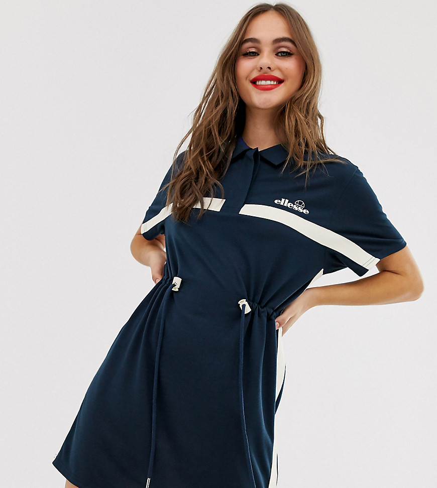 Ellesse - Gerecyclede utility-jurk met trekkoord en contrasterende streep-Marineblauw