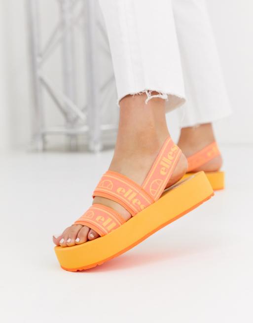 Ellesse giglio flatform logo sandal in orange