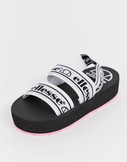 Ellesse Giglio logo strappy chunky flatform sandals in black