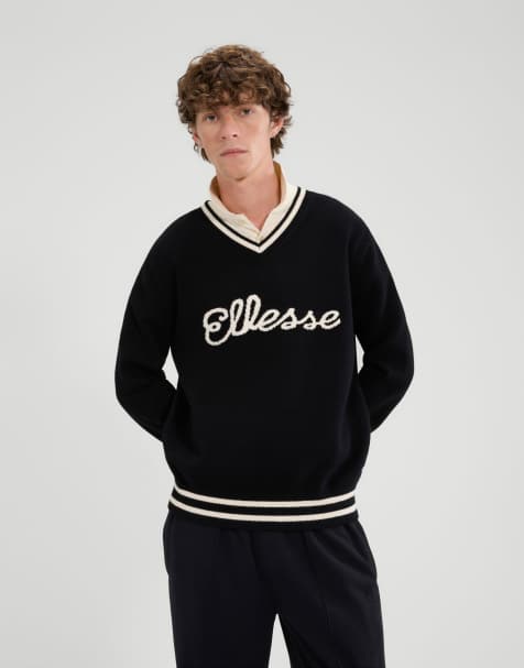ellesse Giocios long sleeve knit sweater in black