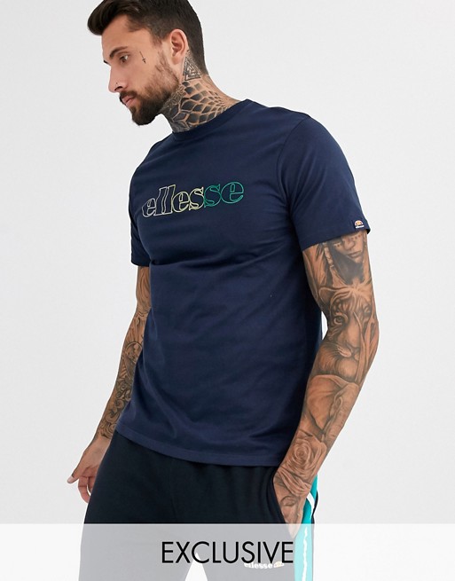 ellesse Grappa gradient logo t-shirt in navy exclusive at ASOS