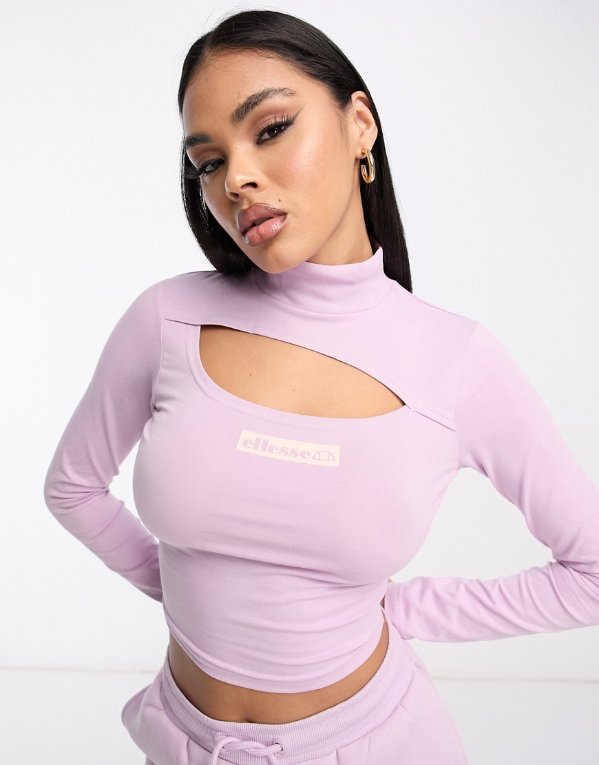 ellesse Gullia long sleeve top with cut out in purple