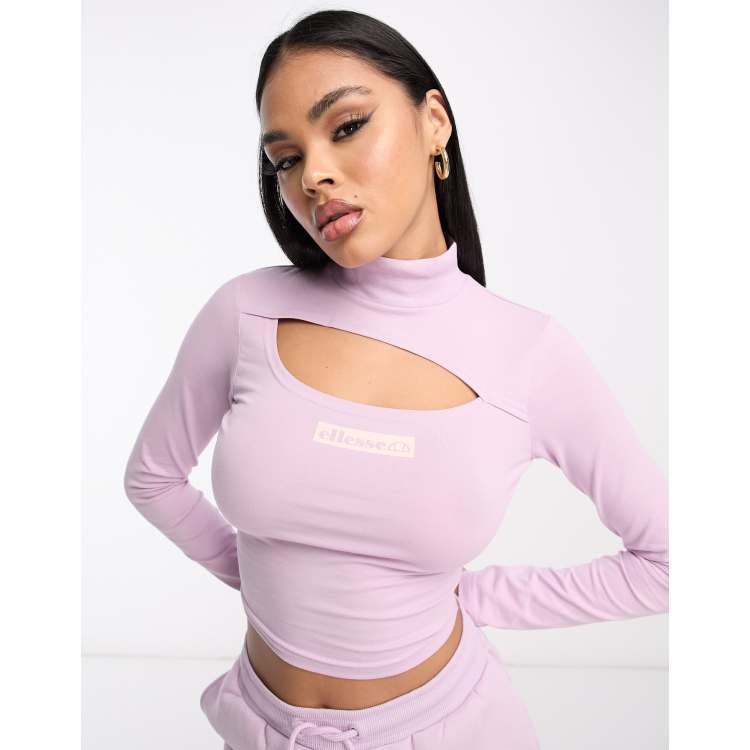 ellesse Gullia long sleeve top with cut out in purple ClassicfuncenterShops