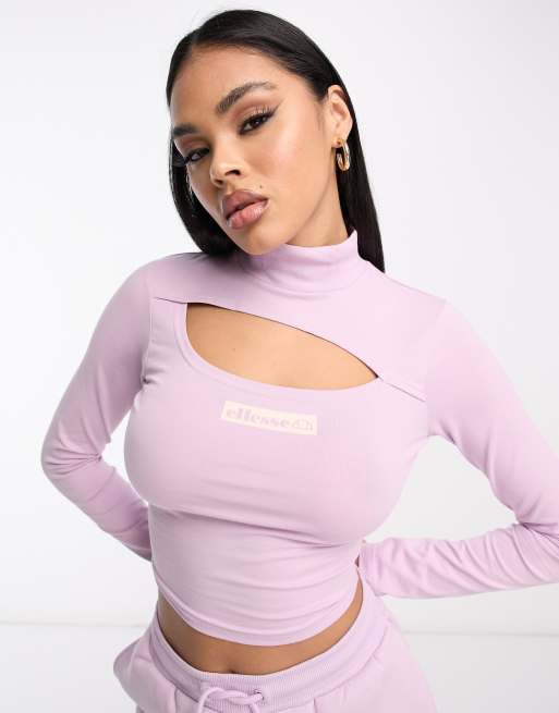 Ellesse long sleeve store crop polo top