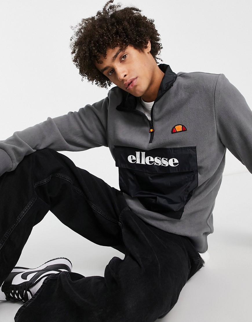 ellesse half zip fleece with logo in grey