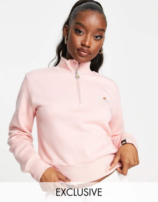 ellesse half zip sweatshirt in pink ASOS