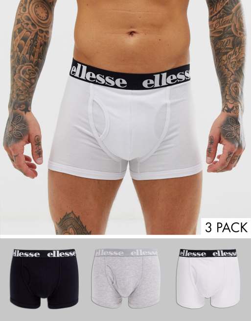 ellesse Hali 3 pack trunks in black/gray/white ASOS