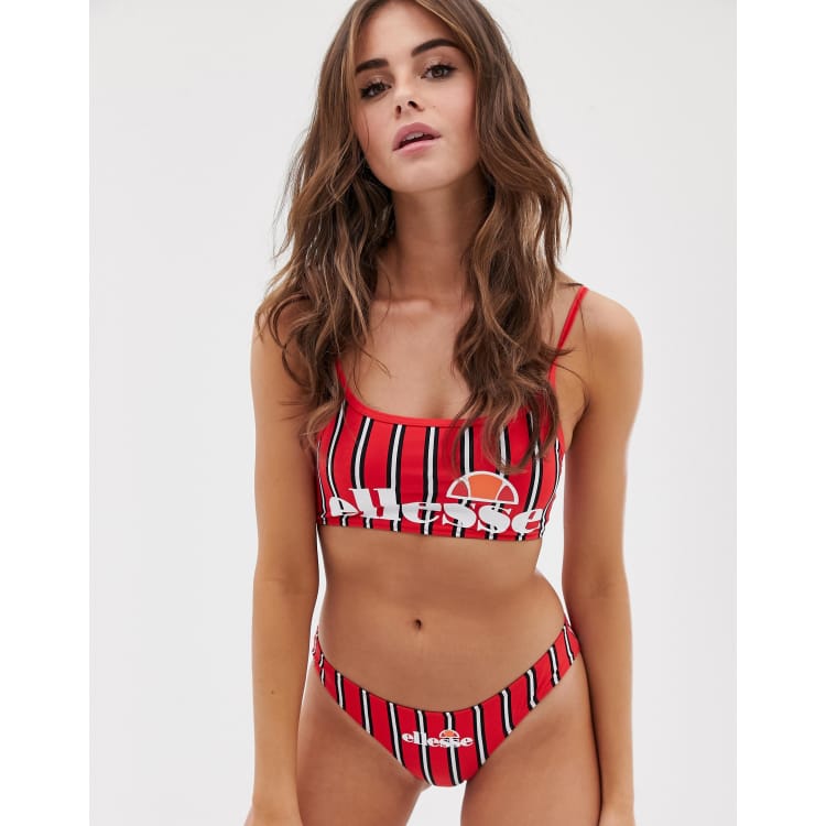 van mening zijn Mevrouw Vergelijkbaar Ellesse high leg bikini bottom in red stripe | ASOS