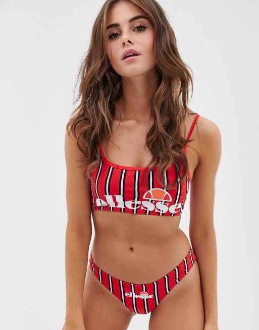 van mening zijn Mevrouw Vergelijkbaar Ellesse high leg bikini bottom in red stripe | ASOS