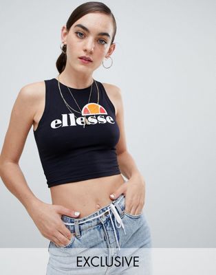 Ellesse High Neck Crop Top With Chest 