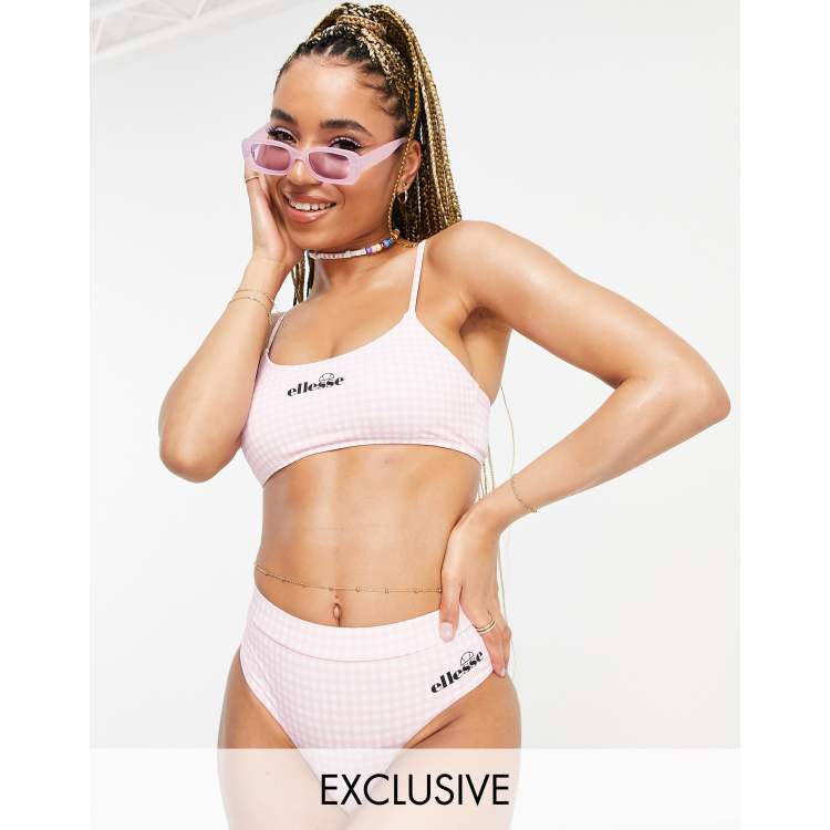 Staat Andere plaatsen onderdelen ellesse high waisted gingham bikini set in pink | ASOS