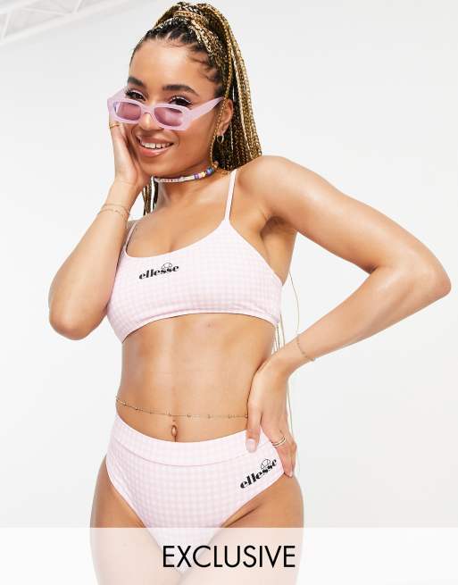 Staat Andere plaatsen onderdelen ellesse high waisted gingham bikini set in pink | ASOS