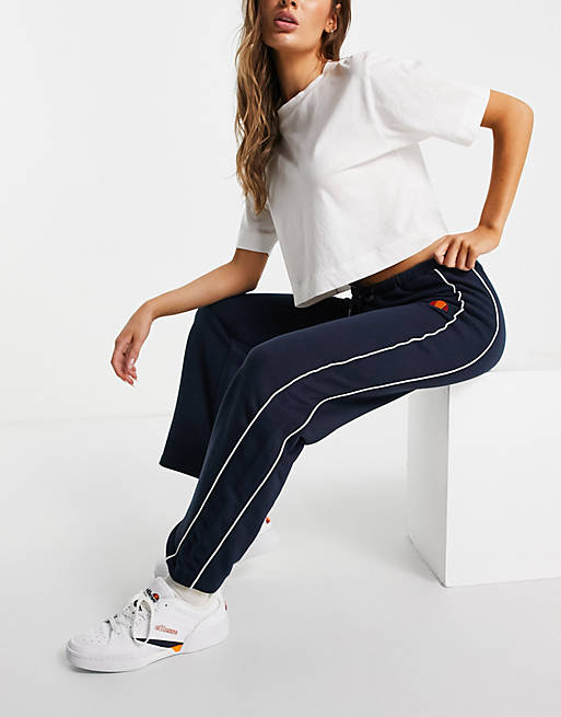 ellesse high waisted sweatpants with piping in navy | ASOS