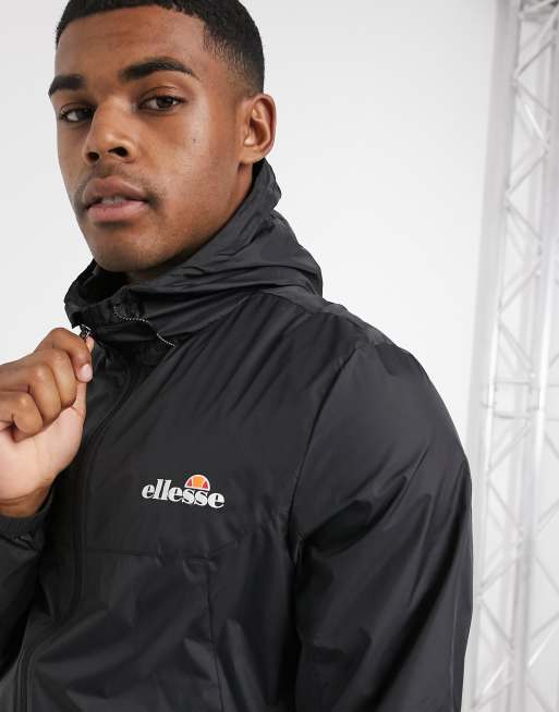 ellesse hooded lightweight jacket in black