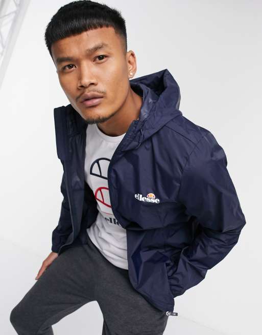 kleding ik ben ziek halfrond ellesse hooded lightweight jacket in navy | ASOS