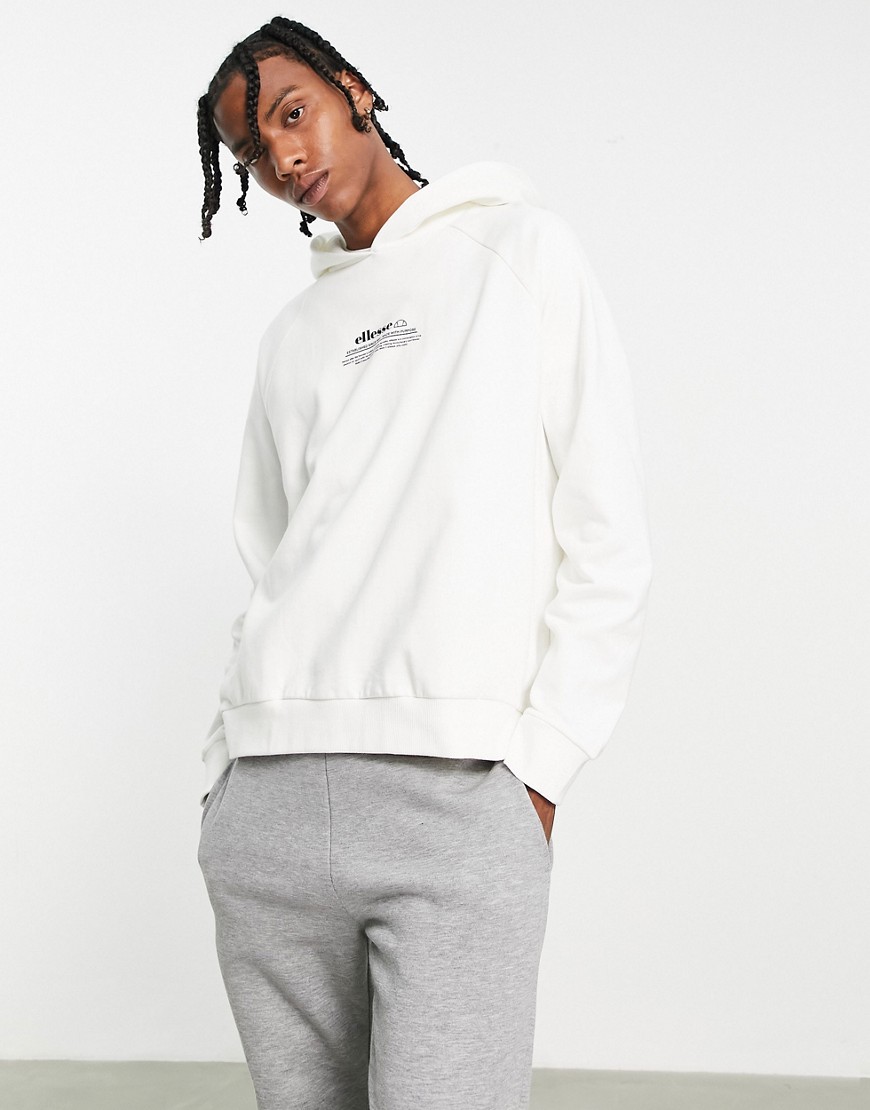 ellesse hoodie with branding in ecru-White