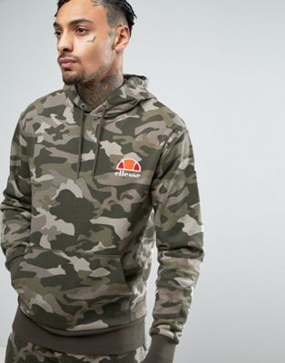 ellesse hoodie with small logo in camo 