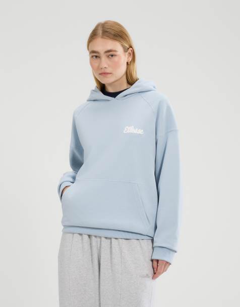 ellesse Il trio long sleeve graphic hoodie in light blue - view 1