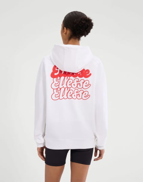 ellesse Il trio long sleeve graphic hoodie in white - view 1