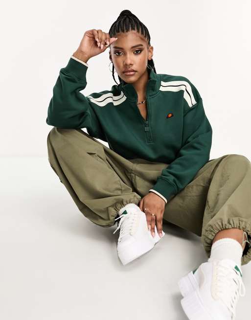 ellesse - Innocenzo - Cropped sweatshirt met korte rits in donkergroen