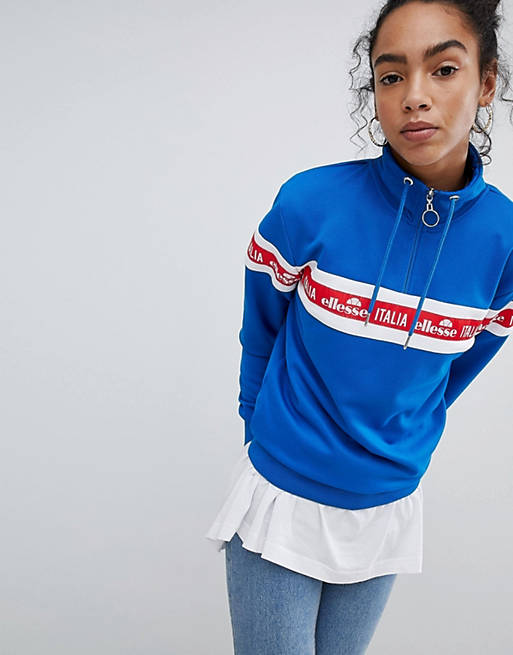 Ellesse Italia Oversized Sweatshirt With Italia Logo And Half Zip