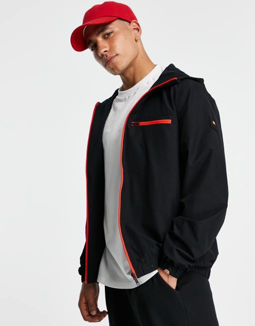ellesse – Jacke in Schwarz mit Reißverschluss, Kapuze und Logo am Arm