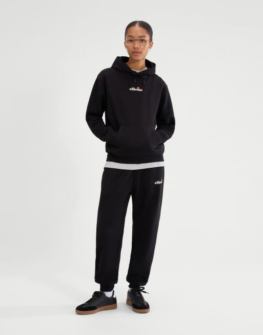 ellesse Jazana 2 long sleeve over head hoodie in black in black