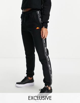 ellesse joggers with taping in black