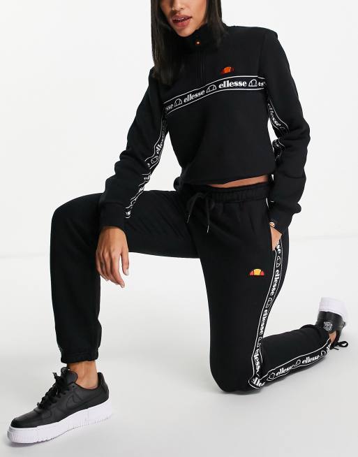 ellesse joggers with taping in black