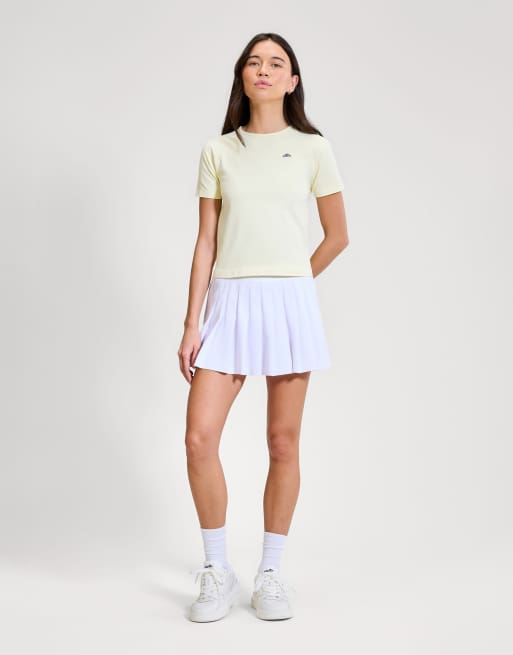 ellesse La bella ss fitted t-shirt in light yellow, 3 of 4