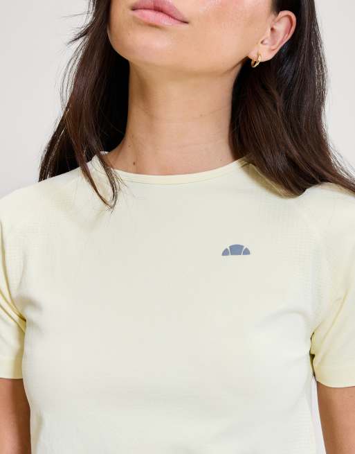 ellesse La bella ss fitted t-shirt in light yellow, 4 of 4