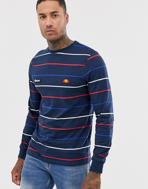 ellesse Lalloro striped long sleeve top in navy exclusive at ASOS