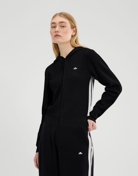 ellesse Laneisa knitted long sleeve full zip hoodie in black - view 1