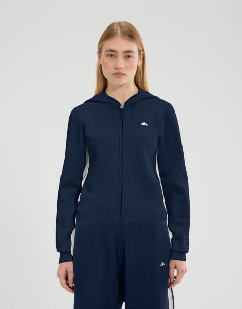 ellesse Laneisa knitted long sleeve full zip hoodie in navy - view 1