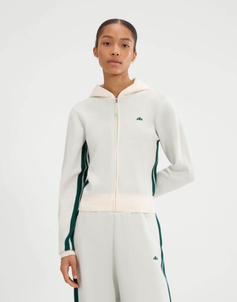 ellesse Laneisa knitted long sleeve full zip hoodie in off white - view 1